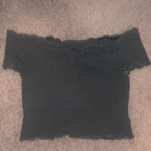 Pacsun form fitting cropped off the shoulder tee